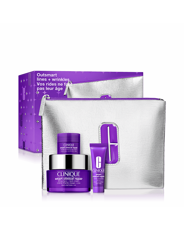 Set Clinique Antiedad Smart &amp; Smooth, Set antiedad que combate las arrugas de tu rostro y le entrega efecto lifting.
