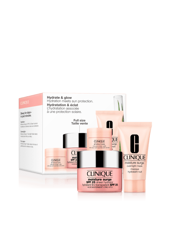 Set Hidratación Moisture Surge SPF25, Hidratación, protección y frescura en un solo set. Con texturas ligeras y potentes ingredientes, esta rutina mantiene tu piel radiante, protegida del sol y libre de signos de fatiga.