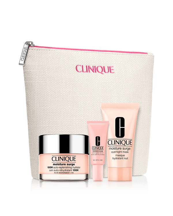 Set Hidratación Total Moisture Surge, Hidrata, ilumina y renueva tu piel con este set de alto rendimiento. Tres poderosos aliados que combaten la resequedad, la opacidad y los signos de fatiga, dejando tu piel suave, radiante y visiblemente fresca desde el primer uso. Ideal para una rutina completa de hidratación día y noche.